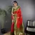 red silk blend peacock pattern zari weaving contrast border banarasi saree