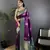 plum silk blend peacock pattern zari weaving contrast border banarasi saree