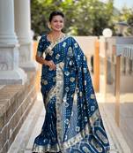 Morpeach Floral Dolla silk blend Tassels Saree With Matching Blouse