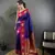 navy blue silk blend butti zari weaving contrast weaving border banarasi saree