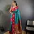 turquoise silk blend butti zari weaving contrast weaving border banarasi saree