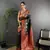 black silk blend butti zari weaving contrast weaving border banarasi saree
