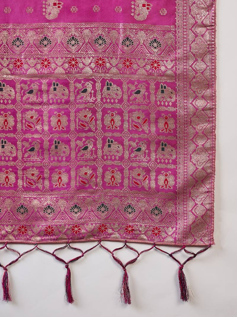 lavender Banarasi Dola Cotton Saree with Blouse