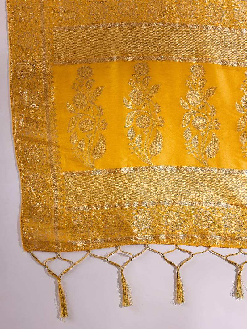 mustard Banarasi Dola Cotton Saree with Blouse