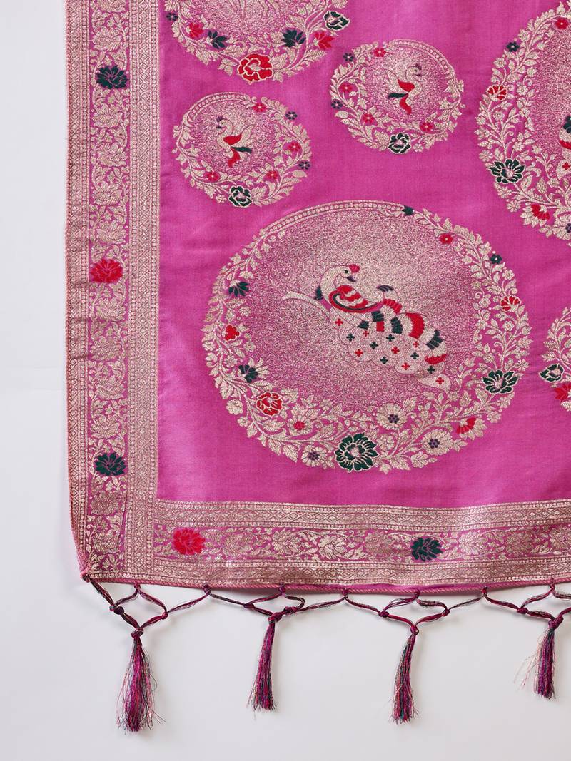 lavender Banarasi Dola Cotton Saree with Blouse