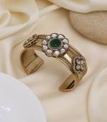 Stylish green color american diamond bracelet with fine stone detailing