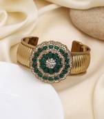 Green color american diamond bracelet with leaf inspired stone setting