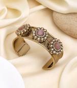Vibrant pink color american diamond bracelet with  stone finish