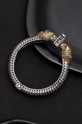 Elegant gold & silver color dual tone openable oxidised bracelet design