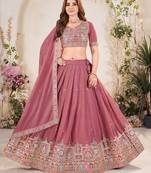 pastel pink Sequins Embroidered georgette lehenga choli dress