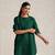 Dark green cotton blend short kurta