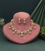 Elegant pink color american diamond necklace set for wedding and party looks