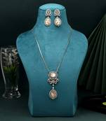 White color american diamond necklace set with refined and radiant gem work