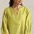 Green cotton blend short kurta