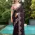 Silk blend wine floral  embroidered cut work sarees