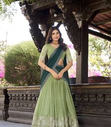Green Sequins Gold Crush Fabric  Lehenga Choli With Dupatta