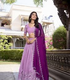 Purple Sequins Gold Crush Fabric  Lehenga Choli With Dupatta