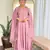 Pink color vichitra silk fabric embroidery work readymade partywear kurta set