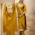 Yellow color cotton blend fabric weaving jacquard ceremonial readymade suit
