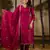 Maroon color silk blend fabric embroidery work ceremonial readymade suit