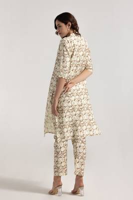 Brown color smart printed rayon fabric stylish coord set dress 2