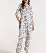 Off white color smart printed rayon fabric stylish coord set dress