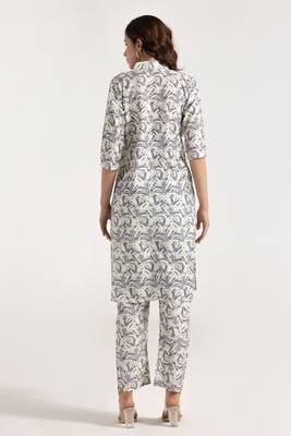 Off white color smart printed rayon fabric stylish coord set dress 2