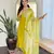 Lemon color viscosee slub fabric embrodidered readymade kurta set