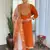 Orange color viscosee rayon fabric embrodidered readymade kurta set