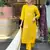 Yellow color viscosee chanderi fabric embroidery work with printed girlie kurta set with dupatta