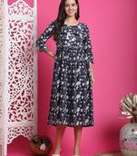 women's pure cotton jaipuri printed western dress