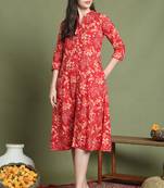 women's pure cotton jaipuri printed western dress