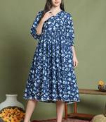 women's pure cotton jaipuri printed western dress