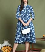 women's pure cotton jaipuri printed western dress