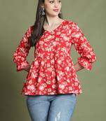 women's pure cotton jaipuri printed short top