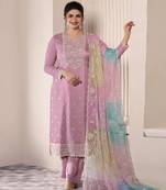 Pink color art silk fabric  designer embroidery work ceremonial salwar suit