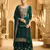Green color embroidery work velvet fabric wedding ceremonial palazzo suit