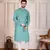 Sea green smart and stylish printed cotton fabric kurta pajama for mens