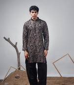 Black printed modal fabric stylish kurta pajama for mens
