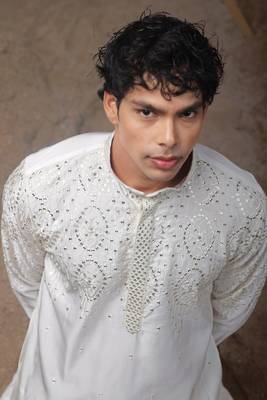 White color greek satin fabric heavy embroidery work ethnic ceremonial kurta pajama for mens 3