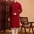 Red rayon fabric chikankari embroidery work traditional kurta pajama for mens