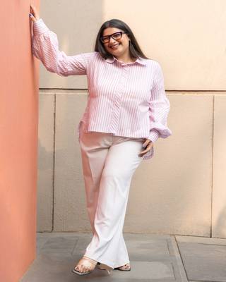 baby pink striped shirt crafted cotton 1
