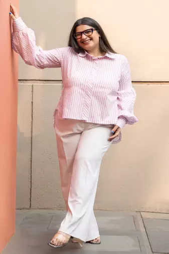 baby pink striped shirt crafted cotton