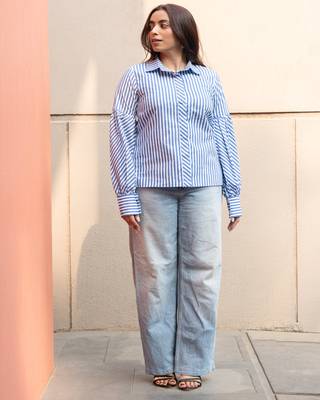 Powder blue striped cotton shirt 1