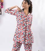 Off white printed cotton floral top