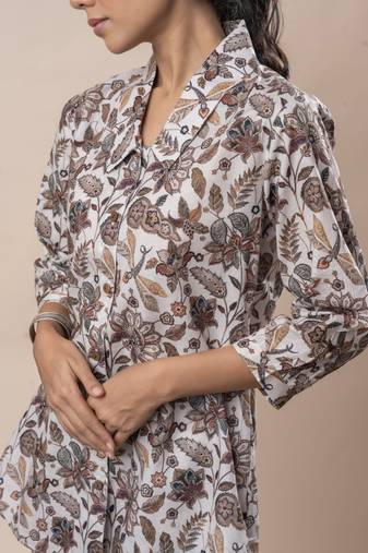 Off white jaal printed cotton shirt