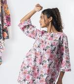 White printed a-line cotton top