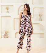 Off white floral printed pure cotton sleevelss top