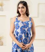 White floral printed pure cotton sleevelss top