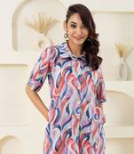 Abstract wave printed pure cotton off white (shirt)